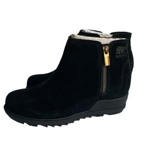 NEW IN BOX SOREL WOMEN'S EVIE™ ZIP BOOTIE BLACK SUEDE SIZE 7
